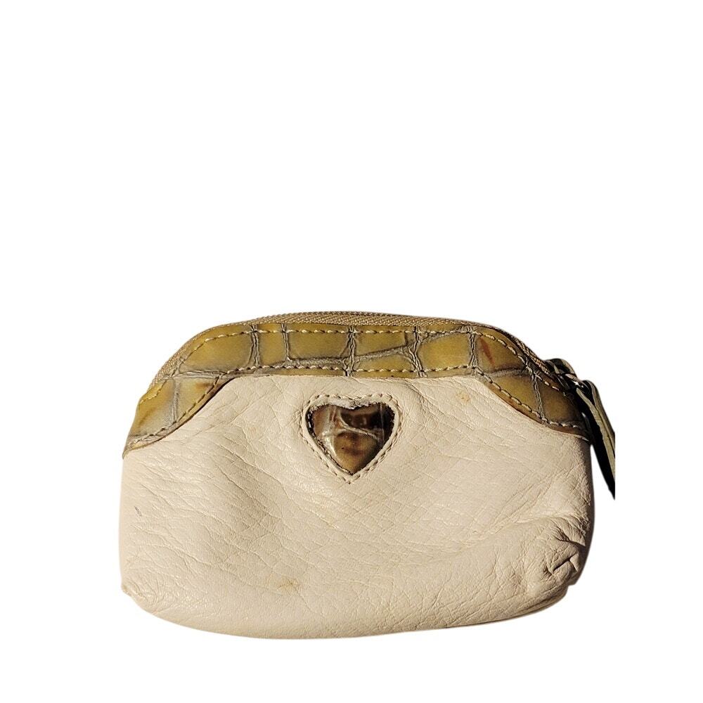 Brighton Heart Leather Coin Change Wallet Cream‎ Gold Zipper